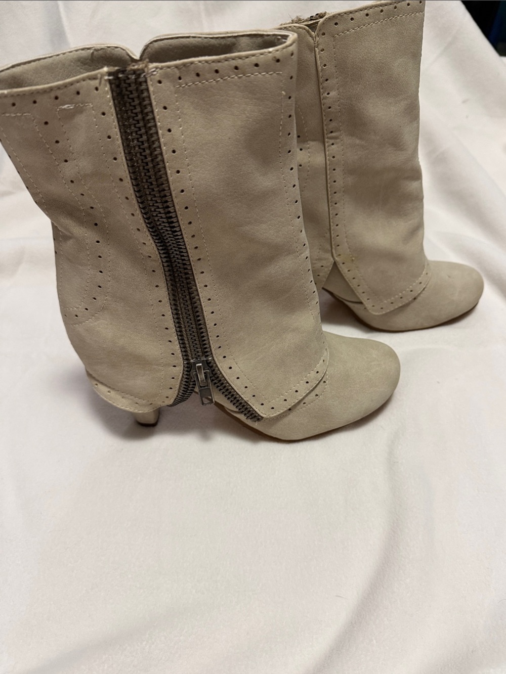 Not Rated Beige Suede Side-Zip Ankle Boots